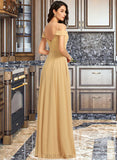 Joanna A-Line V-neck Floor-Length Bridesmaid Dress UKP0013265