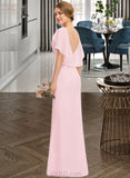 Zara A-Line Scoop Neck Floor-Length Chiffon Bridesmaid Dress With Cascading Ruffles UKP0013269