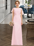 Zara A-Line Scoop Neck Floor-Length Chiffon Bridesmaid Dress With Cascading Ruffles UKP0013269