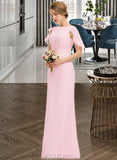 Zara A-Line Scoop Neck Floor-Length Chiffon Bridesmaid Dress With Cascading Ruffles UKP0013269