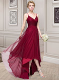 Lucy A-Line V-neck Asymmetrical Tulle Bridesmaid Dress UKP0013270