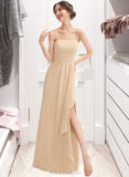 Mikayla A-Line Square Neckline Floor-Length Bridesmaid Dress With Split Front UKP0013275