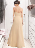 Mikayla A-Line Square Neckline Floor-Length Bridesmaid Dress With Split Front UKP0013275