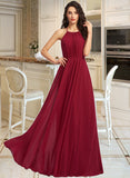 Hazel A-Line Scoop Neck Floor-Length Bridesmaid Dress With Ruffle UKP0013277