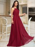 Hazel A-Line Scoop Neck Floor-Length Bridesmaid Dress With Ruffle UKP0013277