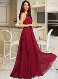 Hazel A-Line Scoop Neck Floor-Length Bridesmaid Dress With Ruffle UKP0013277