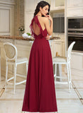 Hazel A-Line Scoop Neck Floor-Length Bridesmaid Dress With Ruffle UKP0013277