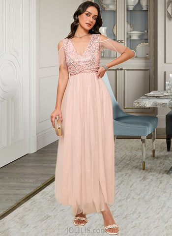 Gillian A-LineV-neckAnkle-LengthBridesmaidDress#273662 UKP0013281