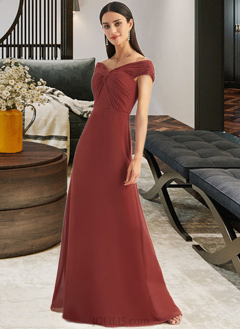 Danica Sheath/Column Off-the-Shoulder Floor-Length Bridesmaid Dress With Ruffle UKP0013284