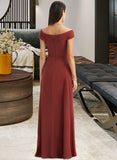 Danica Sheath/Column Off-the-Shoulder Floor-Length Bridesmaid Dress With Ruffle UKP0013284