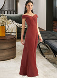 Danica Sheath/Column Off-the-Shoulder Floor-Length Bridesmaid Dress With Ruffle UKP0013284