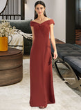 Danica Sheath/Column Off-the-Shoulder Floor-Length Bridesmaid Dress With Ruffle UKP0013284