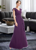 Anahi A-Line V-neck Floor-Length Bridesmaid Dress With Ruffle Pockets UKP0013285