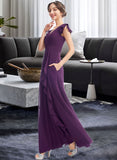 Anahi A-Line V-neck Floor-Length Bridesmaid Dress With Ruffle Pockets UKP0013285