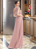 Sarai A-Line Scoop Neck Floor-Length Bridesmaid Dress With Sequins Split Front UKP0013286