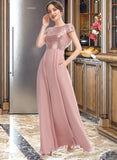 Sarai A-Line Scoop Neck Floor-Length Bridesmaid Dress With Sequins Split Front UKP0013286