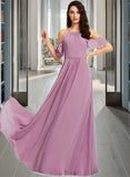 Kaila A-Line Scoop Neck Floor-Length Bridesmaid Dress With Pockets UKP0013287