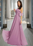 Kaila A-Line Scoop Neck Floor-Length Bridesmaid Dress With Pockets UKP0013287