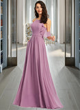 Kaila A-Line Scoop Neck Floor-Length Bridesmaid Dress With Pockets UKP0013287