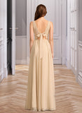 Raina A-Line V-neck Floor-Length Bridesmaid Dress With Sequins UKP0013291