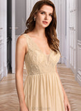 Raina A-Line V-neck Floor-Length Bridesmaid Dress With Sequins UKP0013291