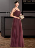 Rayne A-Line/Princess V-neck Floor-Length Tulle Lace Bridesmaid Dress UKP0013295