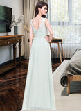 Dayana A-Line Scoop Neck Floor-Length Chiffon Bridesmaid Dress With Ruffle UKP0013296