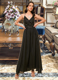 Kayley A-LineV-neckAnkle-LengthBridesmaidDressWithSequinsSplitFront#273658 UKP0013298