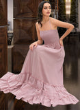 Yuliana A-LineSquareNecklineFloor-LengthBridesmaidDress#273611 UKP0013300