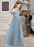 Katherine A-Line Scoop Neck Floor-Length Chiffon Junior Bridesmaid Dress With Ruffle UKP0013302