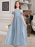 Katherine A-Line Scoop Neck Floor-Length Chiffon Junior Bridesmaid Dress With Ruffle UKP0013302