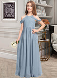 Katherine A-Line Scoop Neck Floor-Length Chiffon Junior Bridesmaid Dress With Ruffle UKP0013302