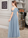 Katherine A-Line Scoop Neck Floor-Length Chiffon Junior Bridesmaid Dress With Ruffle UKP0013302