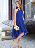 Stella A-Line Scoop Neck Asymmetrical Chiffon Junior Bridesmaid Dress With Ruffle UKP0013304