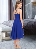 Stella A-Line Scoop Neck Asymmetrical Chiffon Junior Bridesmaid Dress With Ruffle UKP0013304