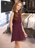 Ryann A-Line Scoop Neck Knee-Length Chiffon Junior Bridesmaid Dress With Bow(s) UKP0013308