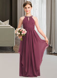 Lana A-Line Scoop Neck Floor-Length Chiffon Junior Bridesmaid Dress With Ruffle Beading UKP0013313