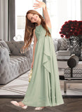 Jessie A-Line Scoop Neck Floor-Length Chiffon Junior Bridesmaid Dress With Cascading Ruffles UKP0013318