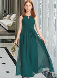 Tiana A-Line Scoop Neck Floor-Length Chiffon Junior Bridesmaid Dress With Ruffle UKP0013320