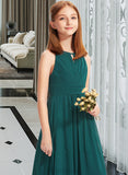 Tiana A-Line Scoop Neck Floor-Length Chiffon Junior Bridesmaid Dress With Ruffle UKP0013320