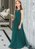 Tiana A-Line Scoop Neck Floor-Length Chiffon Junior Bridesmaid Dress With Ruffle UKP0013320