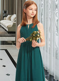 Tiana A-Line Scoop Neck Floor-Length Chiffon Junior Bridesmaid Dress With Ruffle UKP0013320