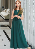 Tiana A-Line Scoop Neck Floor-Length Chiffon Junior Bridesmaid Dress With Ruffle UKP0013320