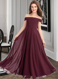 Rebecca A-Line Off-the-Shoulder Floor-Length Chiffon Junior Bridesmaid Dress UKP0013323