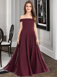 Rebecca A-Line Off-the-Shoulder Floor-Length Chiffon Junior Bridesmaid Dress UKP0013323