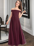 Rebecca A-Line Off-the-Shoulder Floor-Length Chiffon Junior Bridesmaid Dress UKP0013323