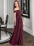 Rebecca A-Line Off-the-Shoulder Floor-Length Chiffon Junior Bridesmaid Dress UKP0013323