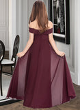 Rebecca A-Line Off-the-Shoulder Floor-Length Chiffon Junior Bridesmaid Dress UKP0013323