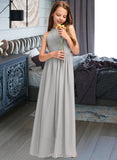 Cheyanne A-Line Scoop Neck Floor-Length Chiffon Junior Bridesmaid Dress With Ruffle UKP0013325