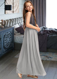 Cheyanne A-Line Scoop Neck Floor-Length Chiffon Junior Bridesmaid Dress With Ruffle UKP0013325